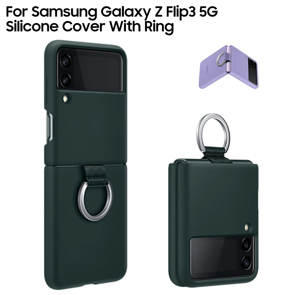 Samsung Silicone Protective Cover with Ring for Galaxy Z Flip3 5G - Lavender