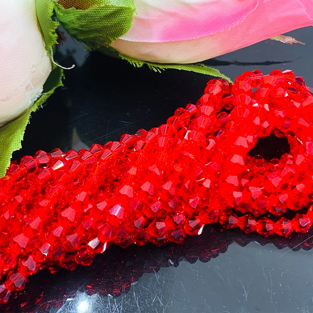 4mm 레드 bicone면 처리 크리스탈 유리 느슨한 스페이서 비즈 쥬얼리에 대한 많은 색상 DIY 팔찌 목걸이 만들기 도매