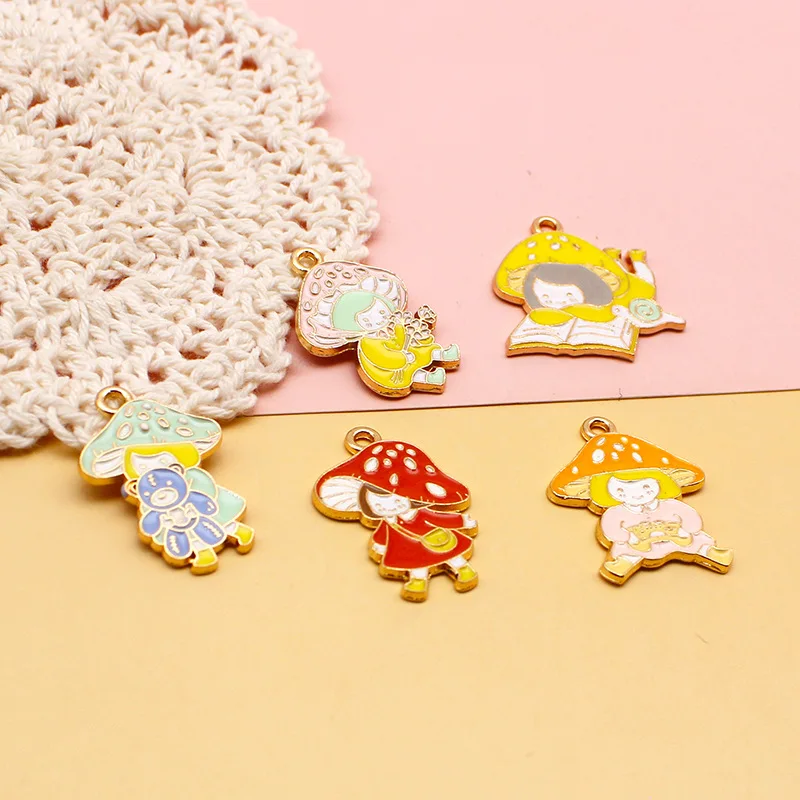 

10 шт., металлические подвески в виде грибов для девочек