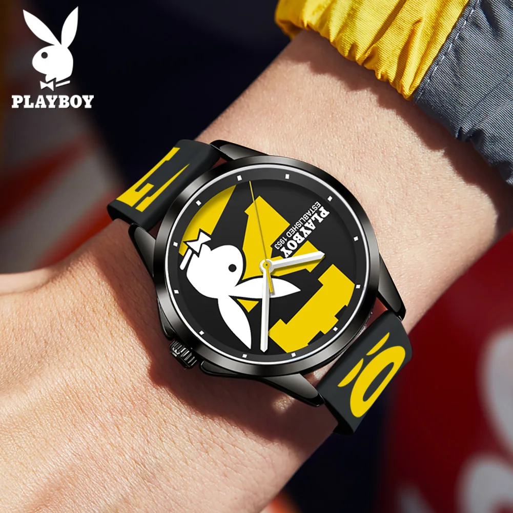 PLAYBOYメンズ時計セット PLAYBOY Casual Men Watch Silicone Strap Original Fashion Sports