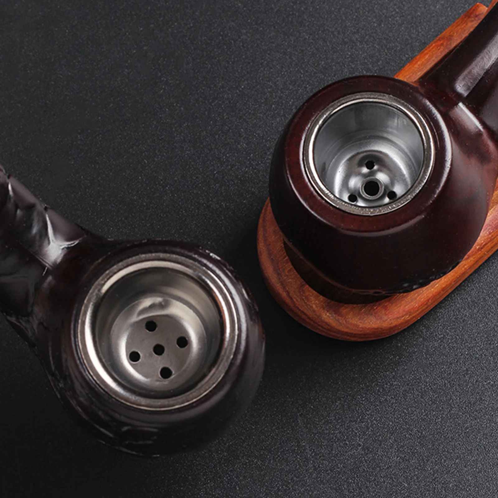 1pc Solid Wood Tobacco Pipe Pattern Carving Smoke Pipe Filter Cigarette Holder Herb Grinder Smoking Tools