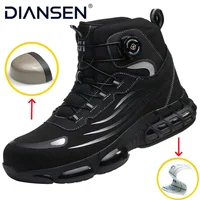 Rotating Buttons Safety Shoes Men Waterproof Steel Toe Safety Footwear Work Boots Men Anti-smash Anti-puncture Protective Boots