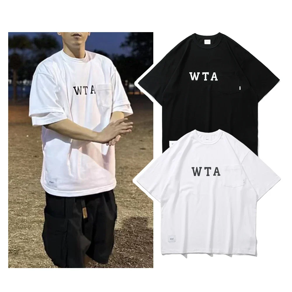 

Chest Pocket WTAPS Tee Black White T-Shirt Men Women High Quality Streetwear Short Sleeve Loose Cotton T ShirtY2k