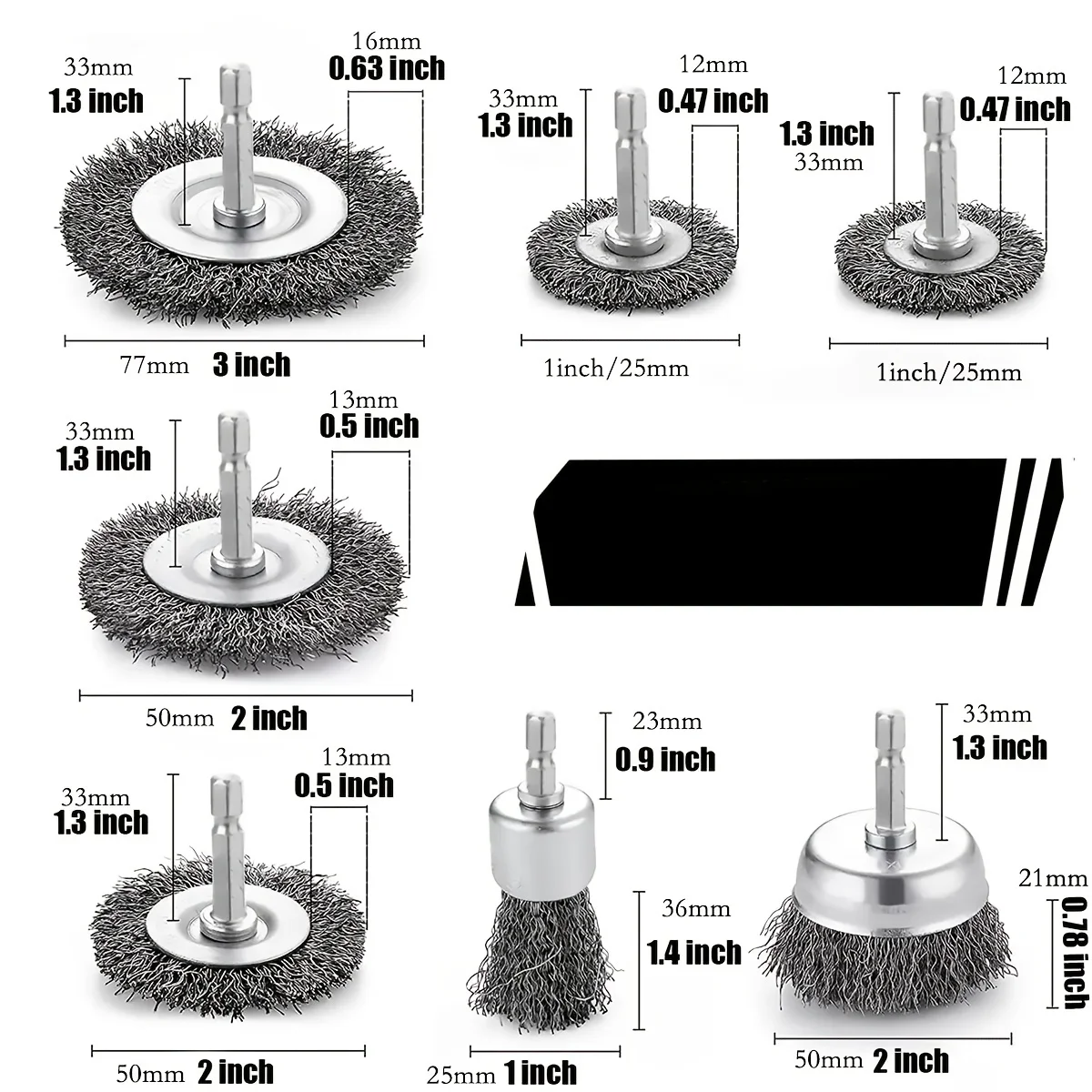 6.35mm Wire Brush Wheel Cup Brush Set Wire for Drill Hex Shank Coarse Carbon Steel Crimped Wheel