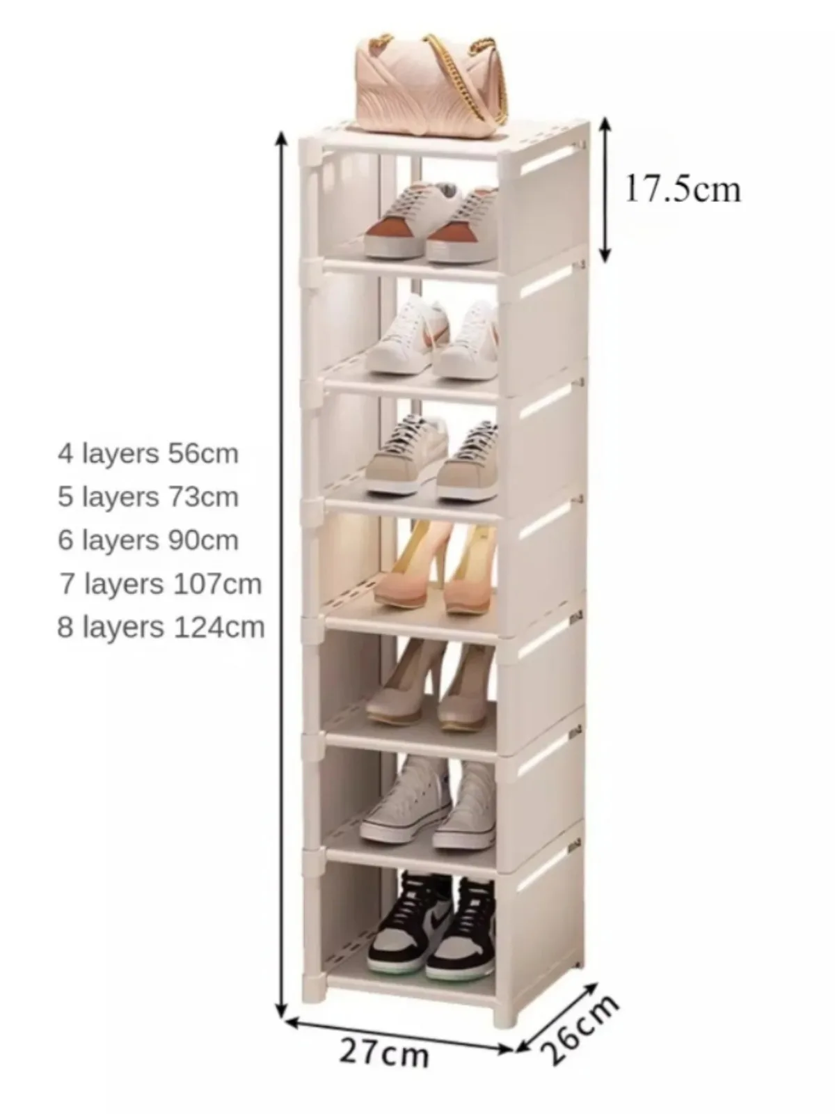 Shoe Rack Adjustable Shoe Rack 5/6/7/8 Layers Stackable Shoe Cabinet Simple DIY Wall Corner Space Saving Shoes Organizer Home Furniture
