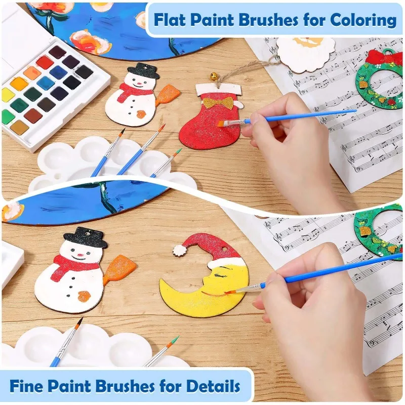 Description Picture 2 of item20Pcs Painting Brushes Set Art Round Flat Hair Nylon Hair Paint Brush for Oil Acrylic Watercolor Kids/Artists/Beginners/Students