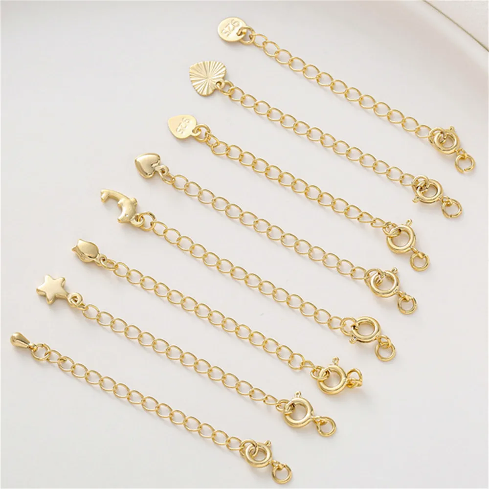 

14K Bag Gold Water Drop Love adjustable chain tail chain diy bracelet necklace extension chain spring buckle Link accessories