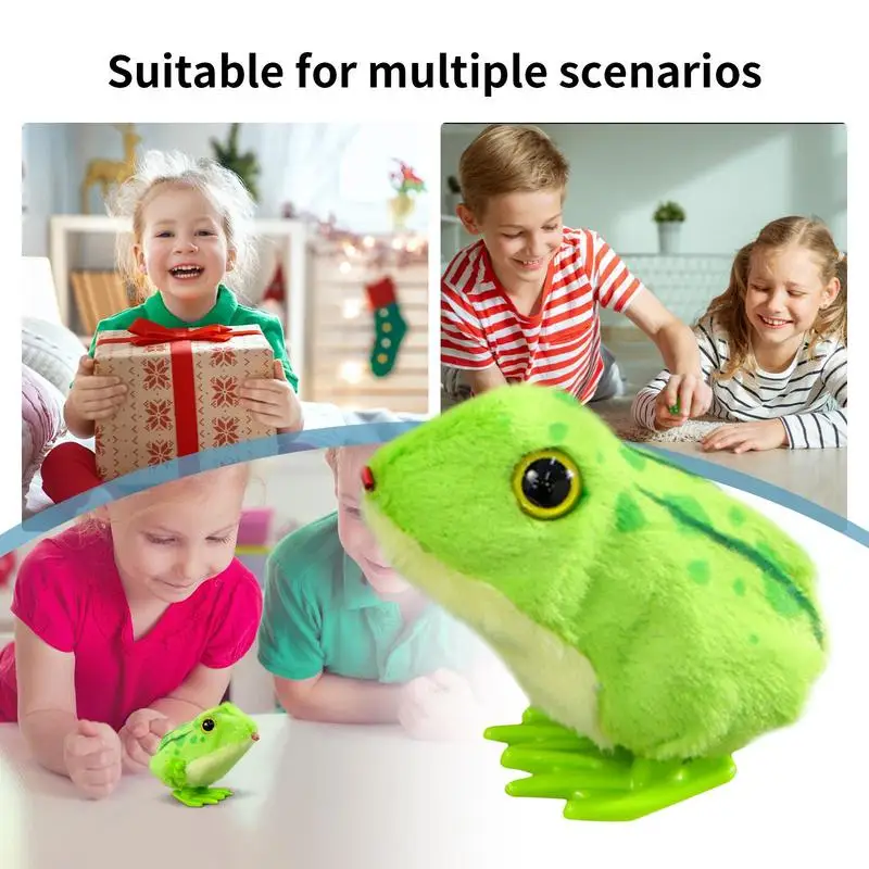 Fun Kids Plush Frog Wind Up Toys Jumping Frog Toy Birthday Gifts Pinata Stuffing Christmas Fiesta Goodies Game