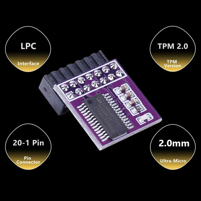 Module Tpm2.0, Puce TPM Module TPM Module De Su00e9curitu00e9 De Cryptage TPM 2.0 Avec Processeur Cryptographique 20 Broches 2 10P Module TPM 2.0 Pour Module De De Plate-Forme