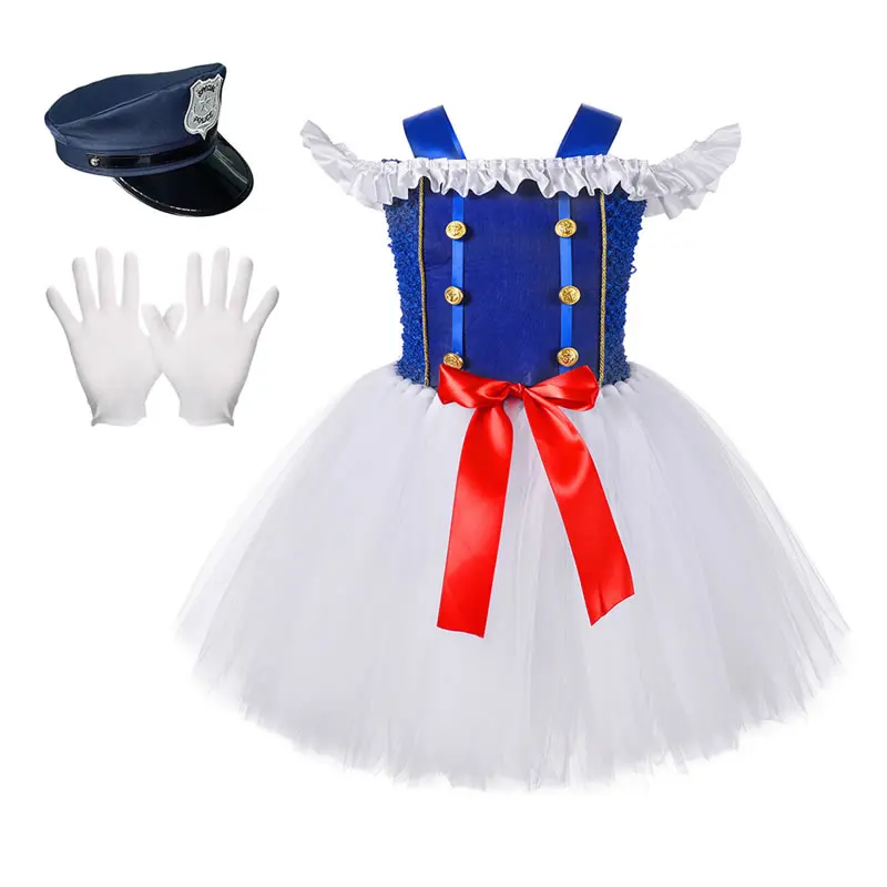 

Костюм на Хэллоуин для маленьких девочек, праздничная детская темно-синяя Кружевная туника с бантом, принцесса, шапка, перчатки, наряд из 3 предметов, детское платье, одежда