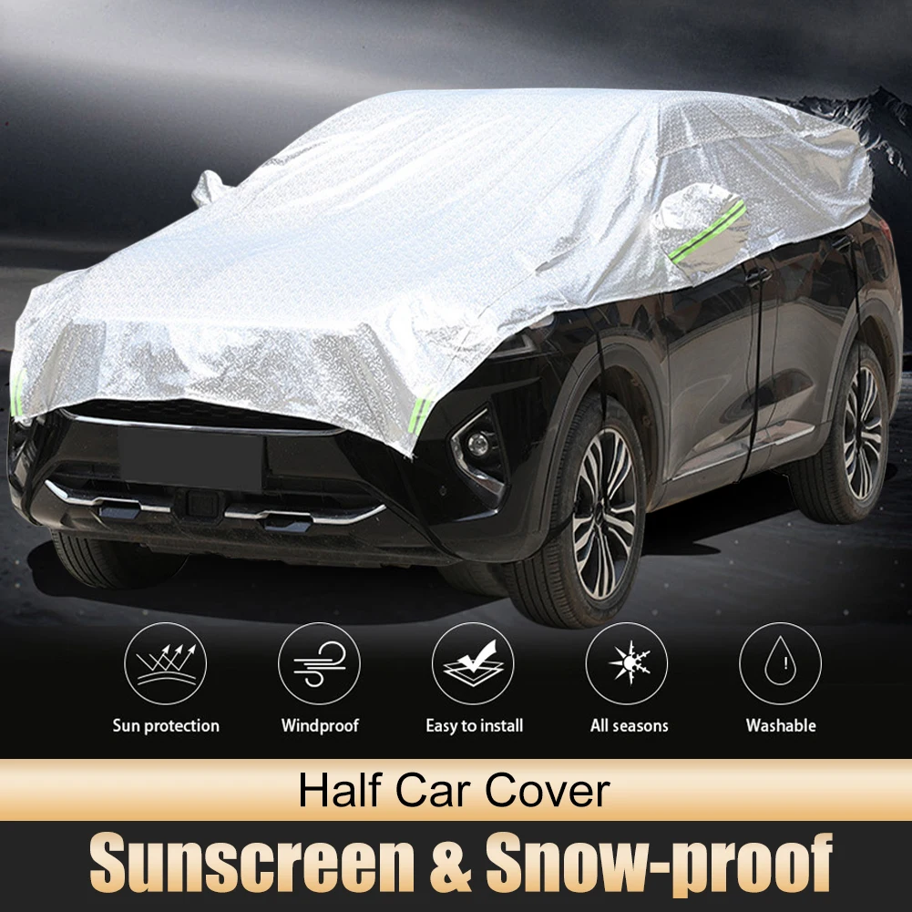UniversalHalfCarCoverWaterproofOutdoorCoverOxfordSunRainUV