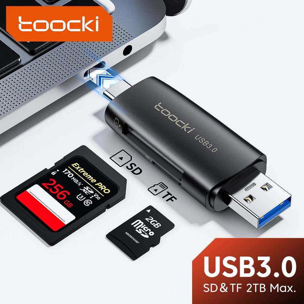 Toocki 스마트 메모리 카드 리더, USB 3.0, USB C에서 SD 마이크로 TF 카드 어댑터, PC 노트북 액세서리, 2 인 1 SD 카드