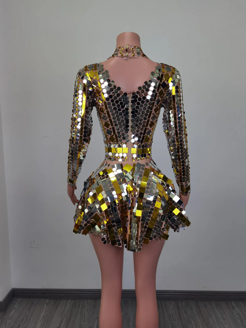 Sparkly Gold Sequin One Piece Bodysuit A Line Skirts Piece Sets