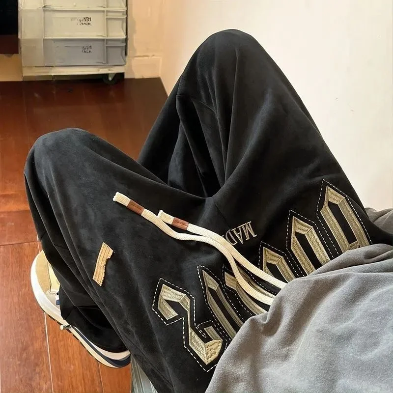 

Embroidery Streetwear Y2k Pants Full-legnth Long Men Trousers Loose Fashion Wide Leg Sweatpants Oversize Pants 2023 New