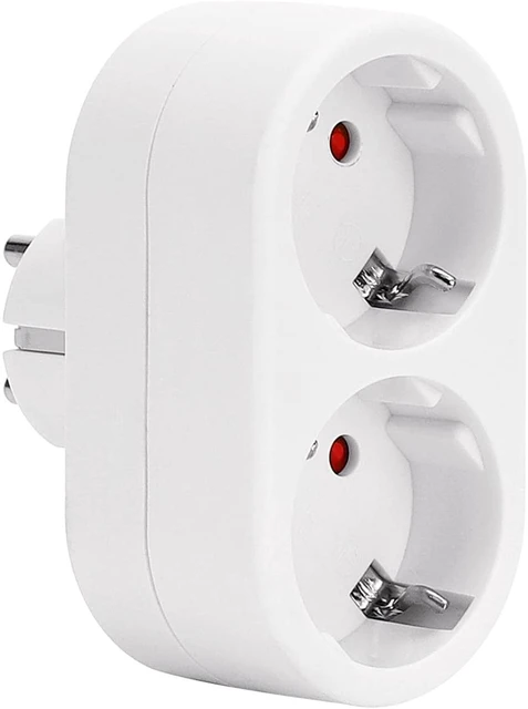 Adaptador enchufe schuko 2P más T 16A, Blanco