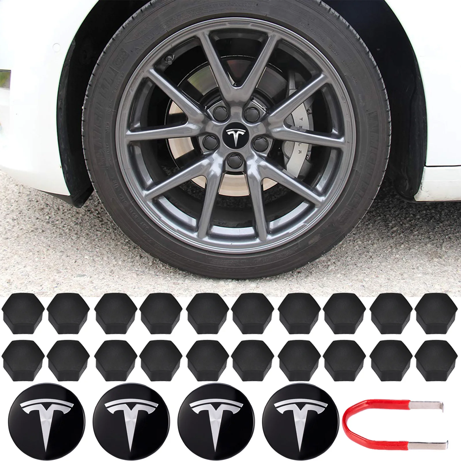 Wheel Center Hub Caps 4PCS 25PCS 29PCS for Tesla Model 3 Y S/X