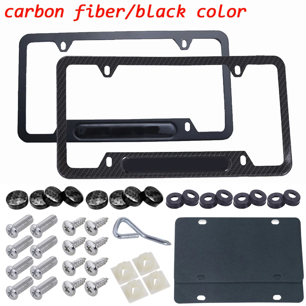 Aluminum License Plate Frame Car License Plate Frame Cover Carbon Black