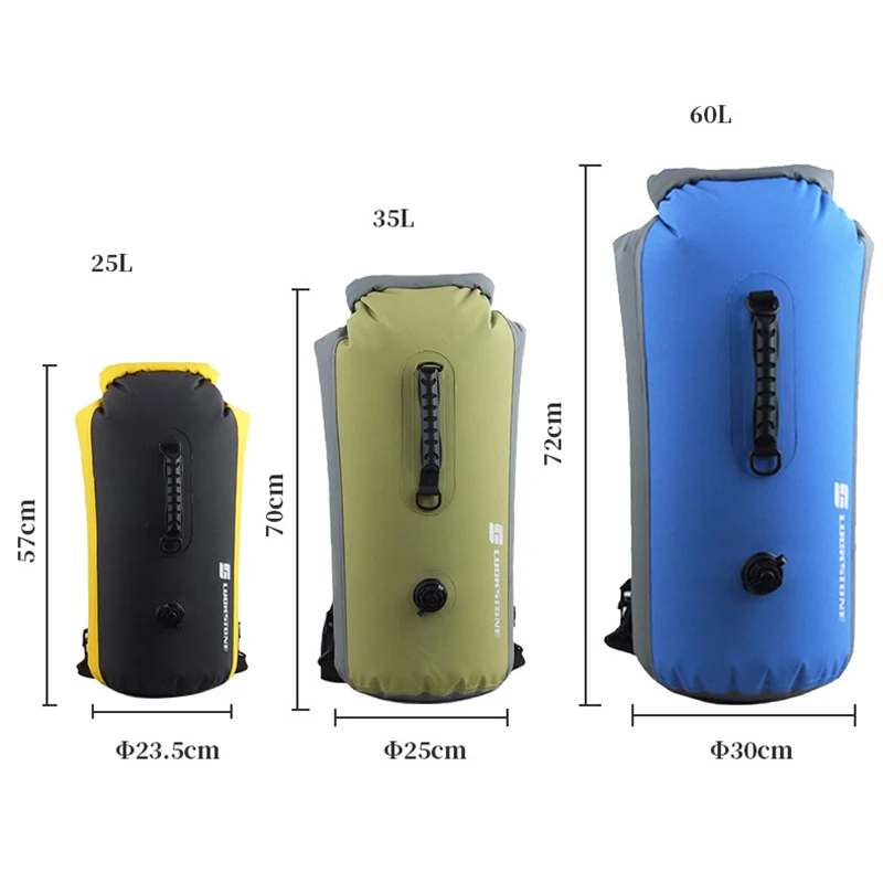 25-60L Professional IPX7 Waterproof Swimming Bag Backpack Inflatable Snorkeling Rafting Drifting Diving Dry Bag Floating Sack 6