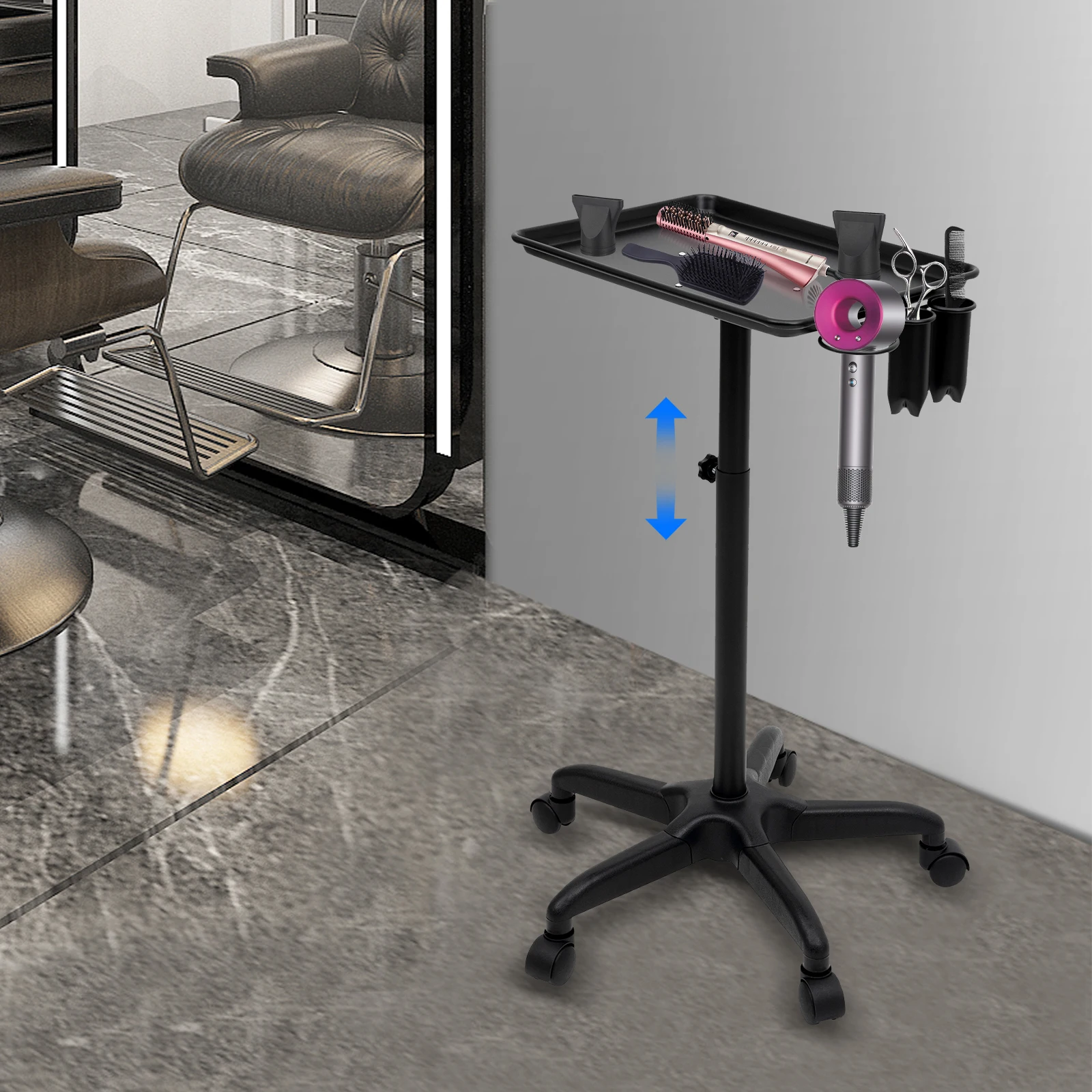 SPA Rolling Cart Professional Aluminum Salon Medical Tattoo Mobile Trolley Hair Instrument Service Tray Black/Silver multi layer storage trolley