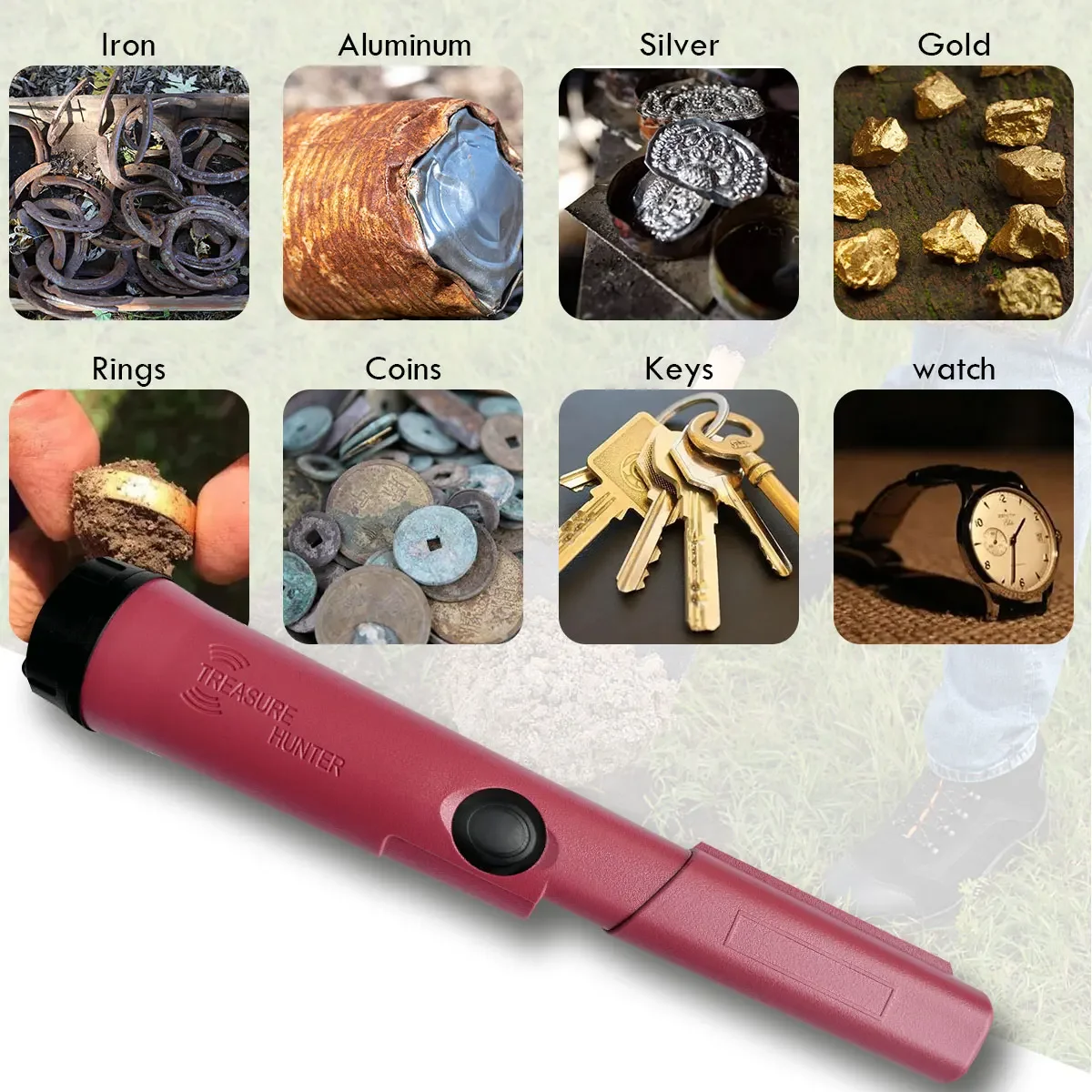Treasure Hunter Handheld Metal Detector Pinponter Pointer Probe Gold Detector Pinpointing Waterproof Adjustable Sensitivity 6