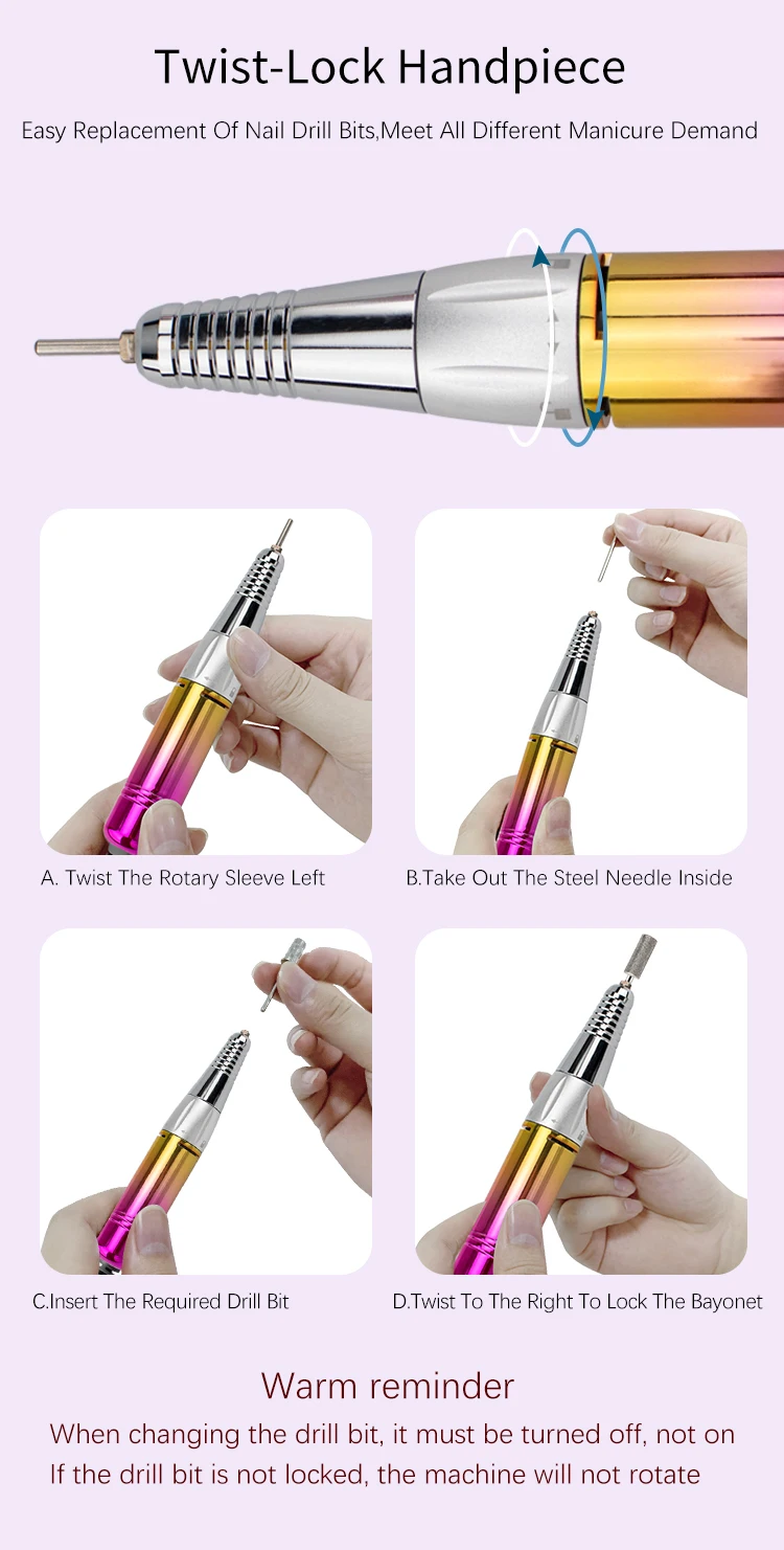 매니큐어 네일 폴리 셔 도구 전기 네일 파일 휴대용 충전식 35000rpm 무선 E 파일 네일 드릴 머신 개인 라벨