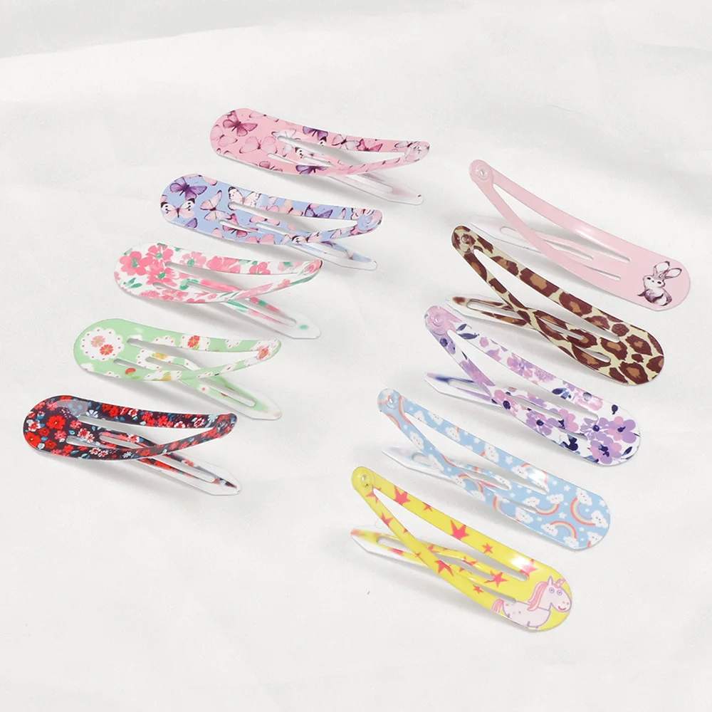 

2pcs Baby Colorful Floral Print Hairpins Girls Hairpins Click Clack Basic Headwear for Children Headdress Kids Hair Accessories