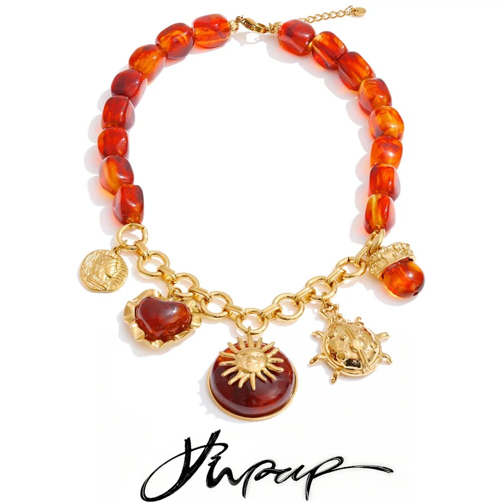 Yhpup Necklace Resin Handmade Waterproof