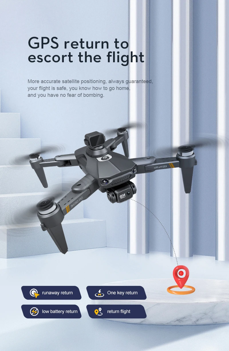 K80 PRO MAX Drone, GPS return to escort the flight More accurate satellite positioning; always guaranteed, your flight