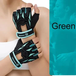 Breathable Anti-Slip Weight Lifting Gym Gloves - Unisex Training & Fitness Half Finger Gloves - M (Green)