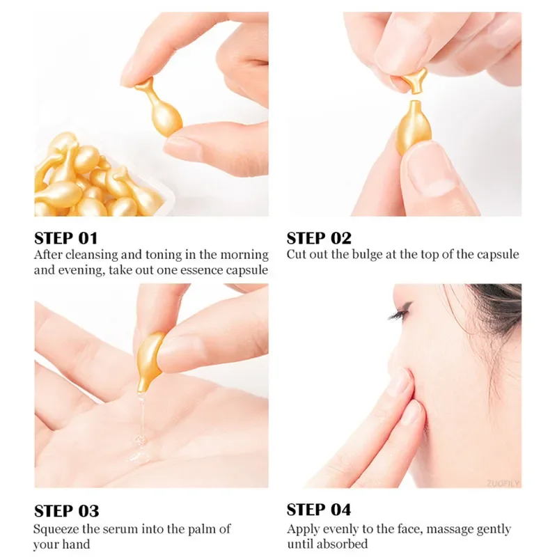 Facial Serum Hyaluronic Acid Capsules Spot Acne Remover Whitening Anti-Wrinkle Firming Brighten Skin Care