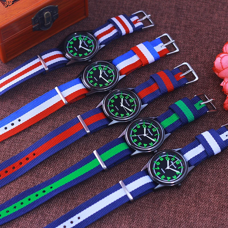 Chaoyada Woman Man Color Stripe Canvas Strap Wrist Watches Children Child Boys Girls Students Fluorescent Digital Test Watches 6