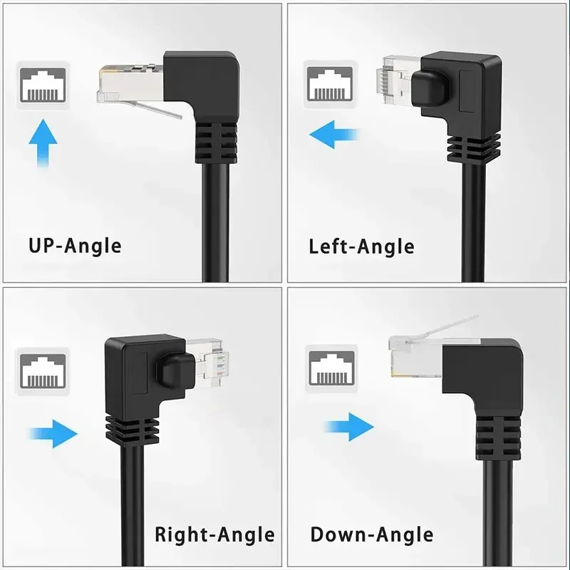 Enhanced Angled Cat6 Network Extension Cable - Gigabit RJ45 Shielded with Ear Extension