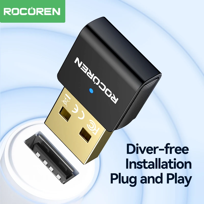 ROCOREN USB Mini Bluetooth Adapeter 5.3 5.0 For PC Wireless Mouse Bluetooth Dongle Keyboard Music Audio Receiver Transmitter Best Sellers In Phones Accessories