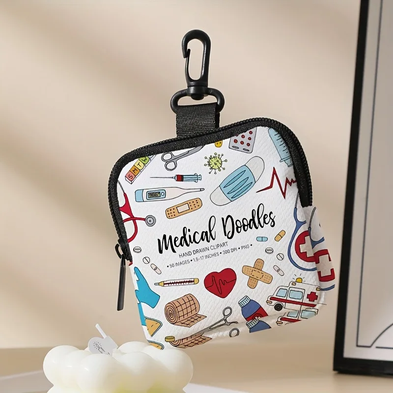 Medical Supplies Printed Coin Purse Artificial Leather Storage Bag Multi Function Key And Card Holder