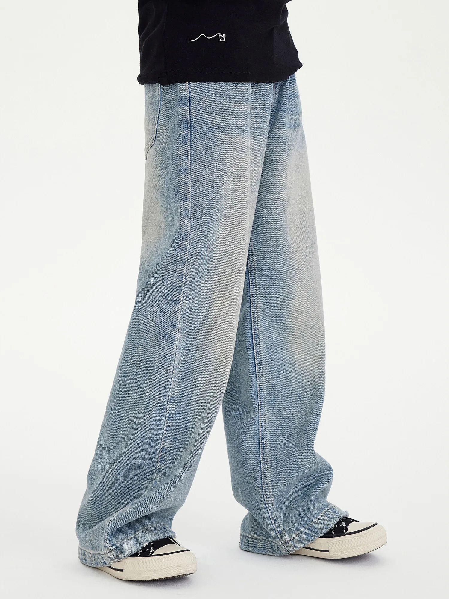 새로운 2026 퓨어 컬러 여아 루즈핏 청바지 아동 캐주얼 와이드 레그 스트레이트 롱 팬츠 봄 가을 다용도 바지