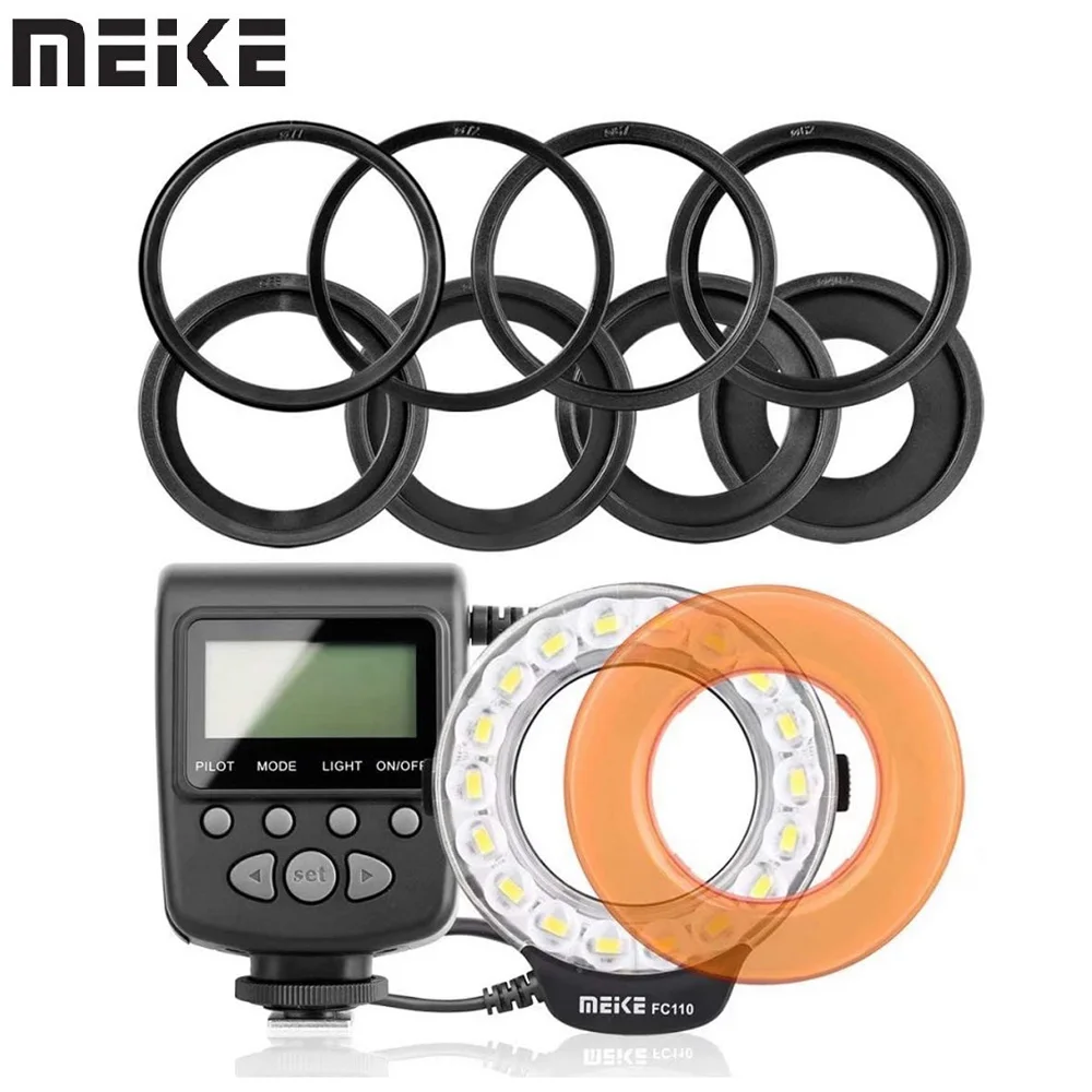 Meike Fc-110 Led Marco Ring Flash Speedlight Per Fotocamere Canon Nikon Pentax Olympus Slr