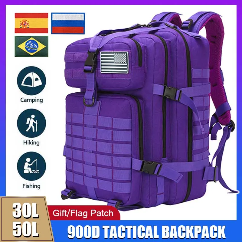 

Армейский тактический рюкзак для мужчин, дорожная Сумка для кемпинга 30 л/50 л 1000D, военные принадлежности для пешего туризма, спортивная водонепроницаемая сумка для треккинга, скалолазания