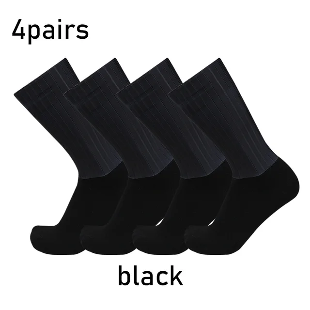 Socks 4pairs/set Aero Pure Color Cycling Silicone Sports Non-slip Pro Racing Bicycle Socks Summer Cool Calcetines Ciclismo 4