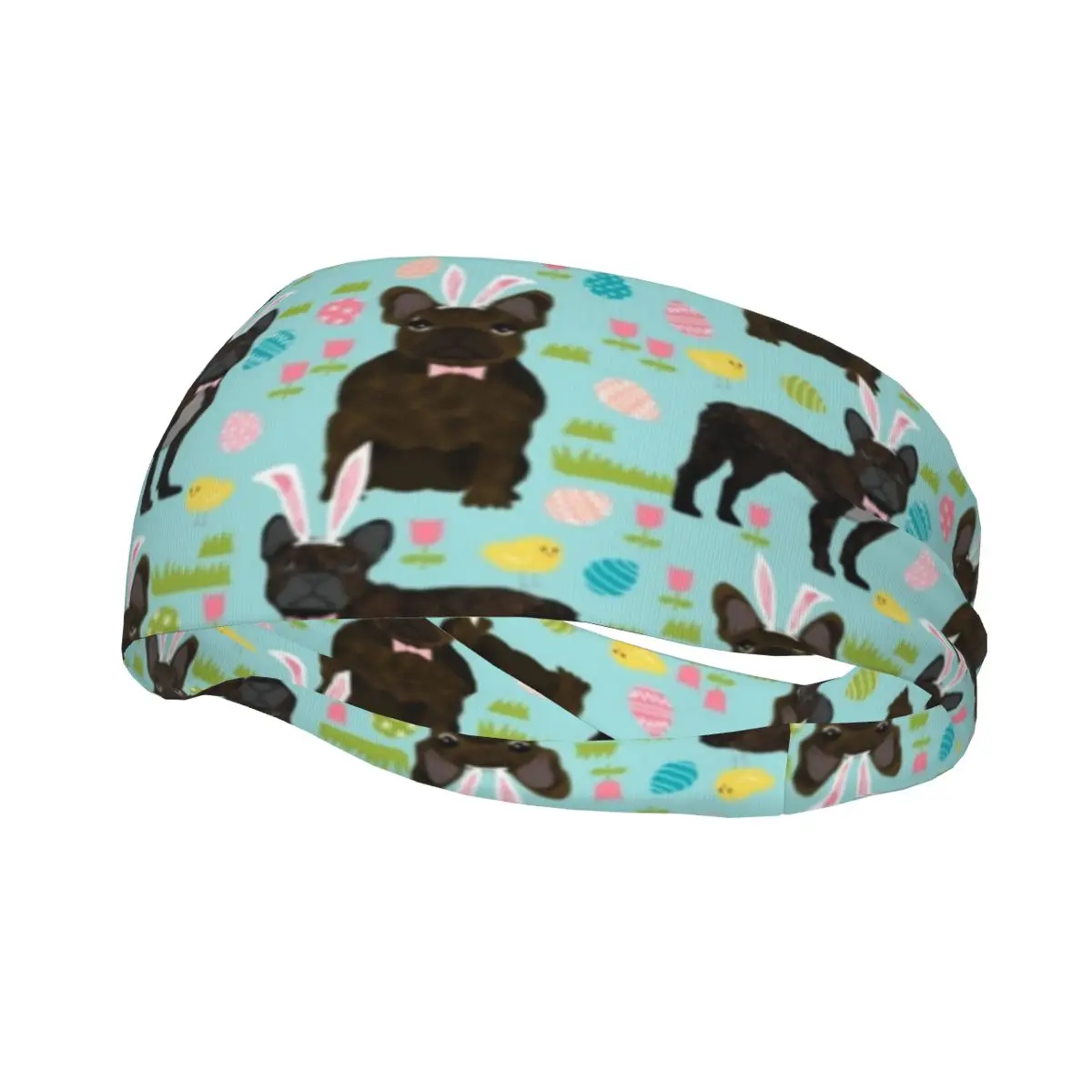 

French Bulldog Easter Spring Dog Running Sweatband Elastic Sweat Headbands Gym Fitness Hair Bandage Headwrap Sweat Wash Bands