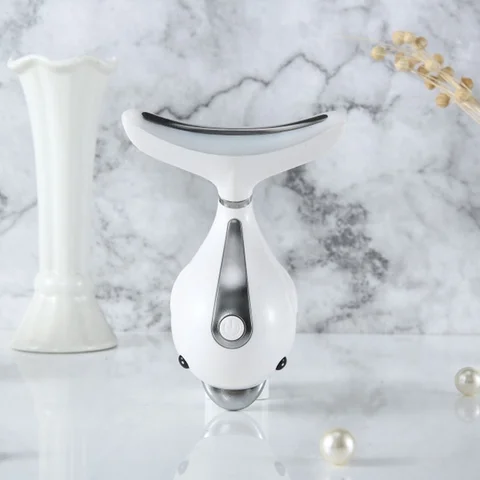 Colors Led Facial Neck Massager Led Photon Therapy Heating Reduce Double Chin Skin Lifting Face Neck Wrinkle Removal Tool