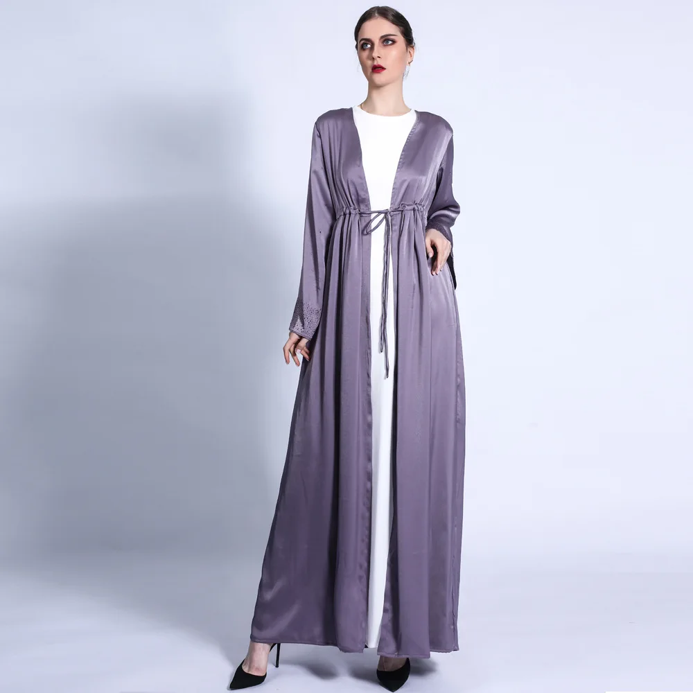 

Caftan Elegant Vestidos Diamonds Middle East Kaftan Arab Robe Dress Long Sleeves Lace Up O Neck Muslim Jalabiya Evening Gown