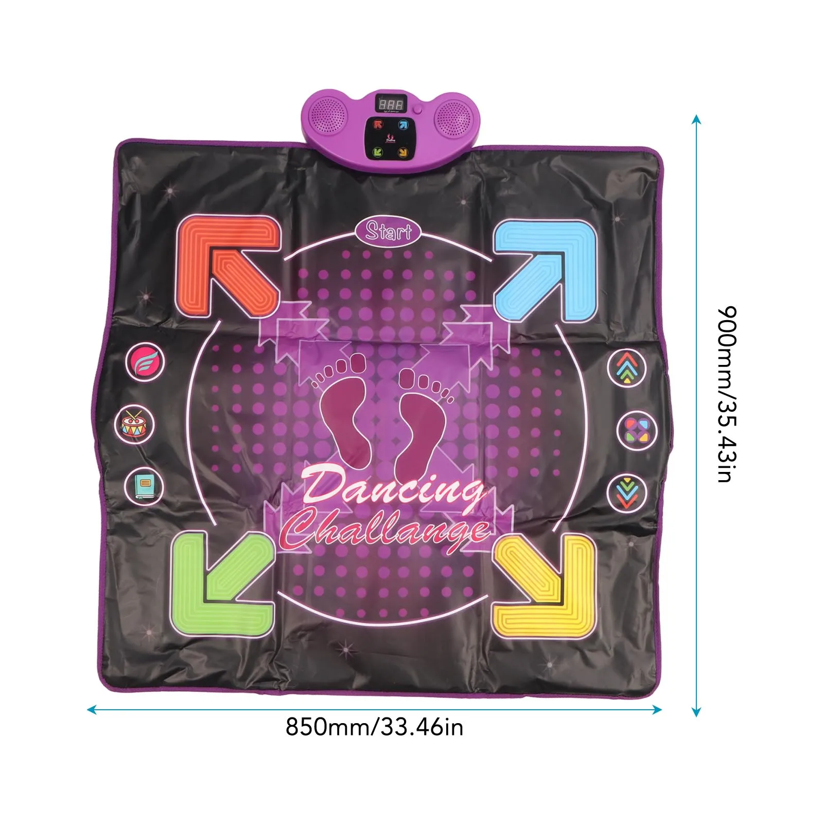 Electronic Dance Pad Wireless Bluetooth 4 Gaming Modes Slip Resistance Fun Dance Mat with Mic Luminous 4 Buttons for Presents