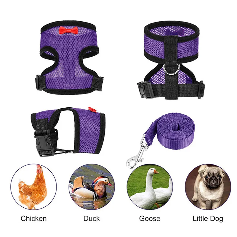 Adjustable Chicken vest Harness Breathable mesh Hen Harness Matching Collars Training Walking Duck Goose chicken accessories chicken harness