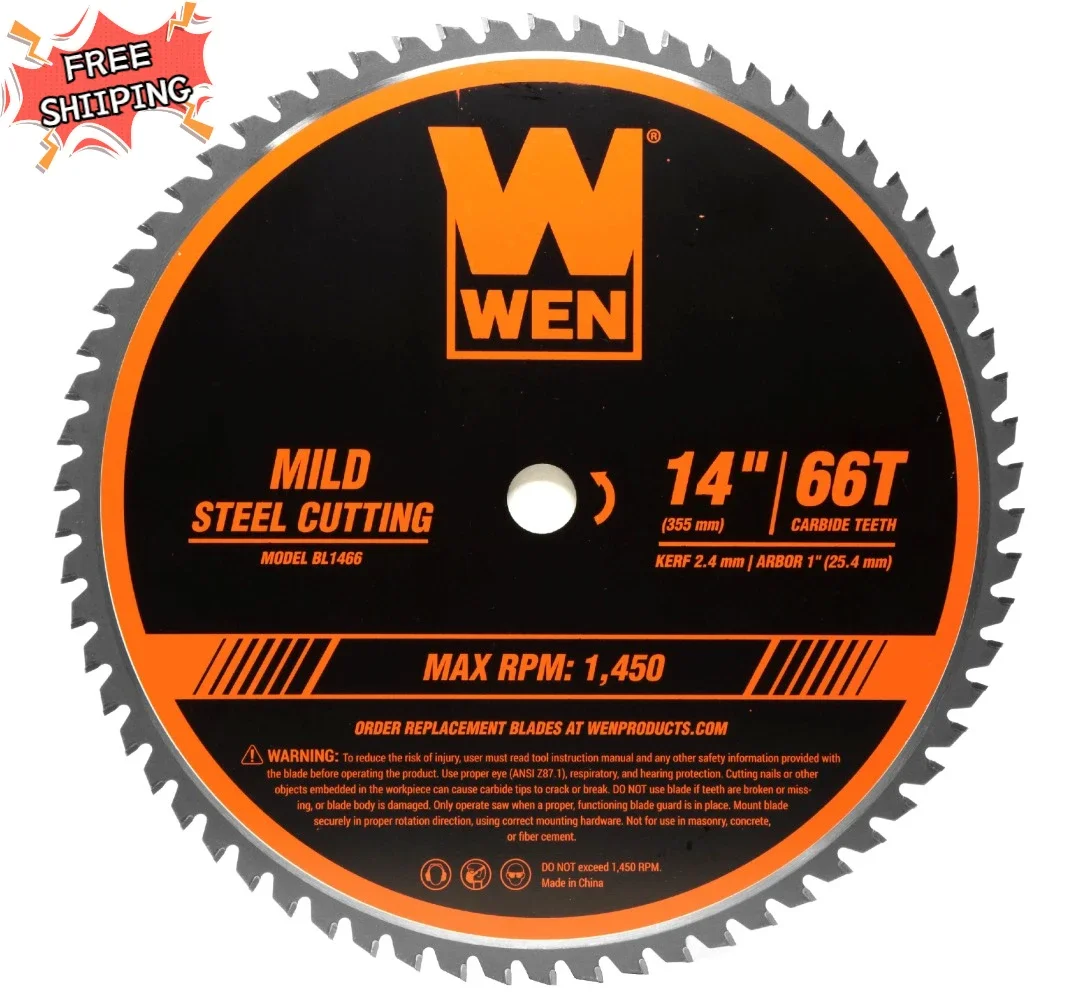 

14-Inch 66-Tooth Carbide-Tipped Professional Metal Saw Blade for Mild Steel Cutting, Power Tool Accessories