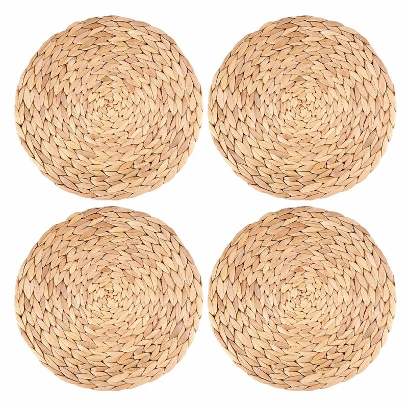 

JFBL Hot Round Woven Placemats For Dining Table, 11.8 Inch Straw Braided Placemat, Heat Resistant Non-Slip Weave Placemats