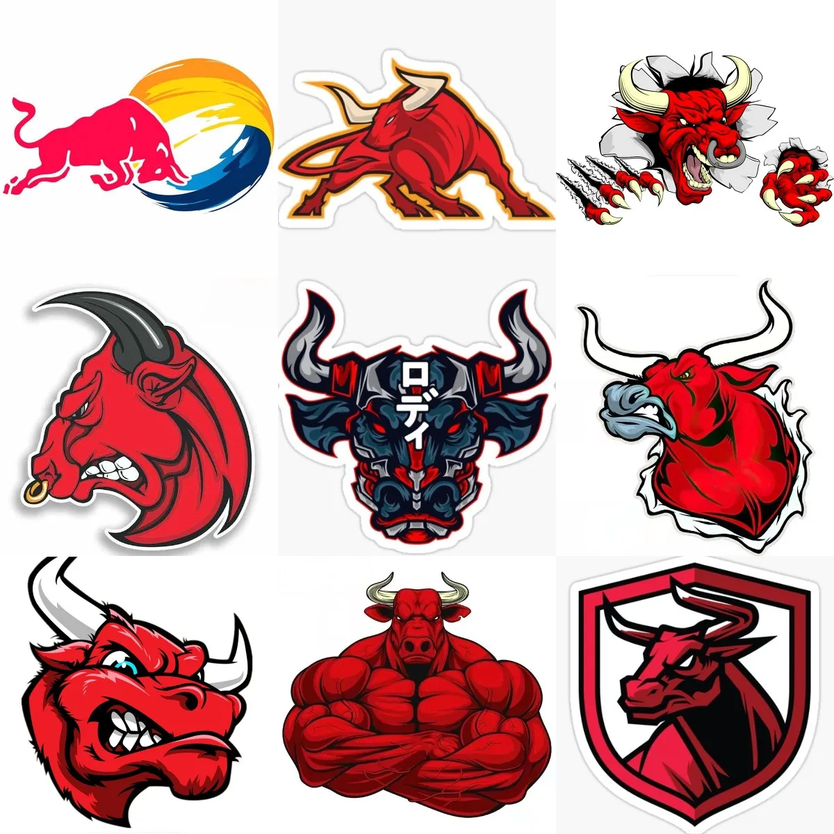 Hot Cow Head Bull Sticker Red Wall Rooms Paraurti Laptop Moto Truck Bike Car Van Accessori Decalcomania Personalizzabile