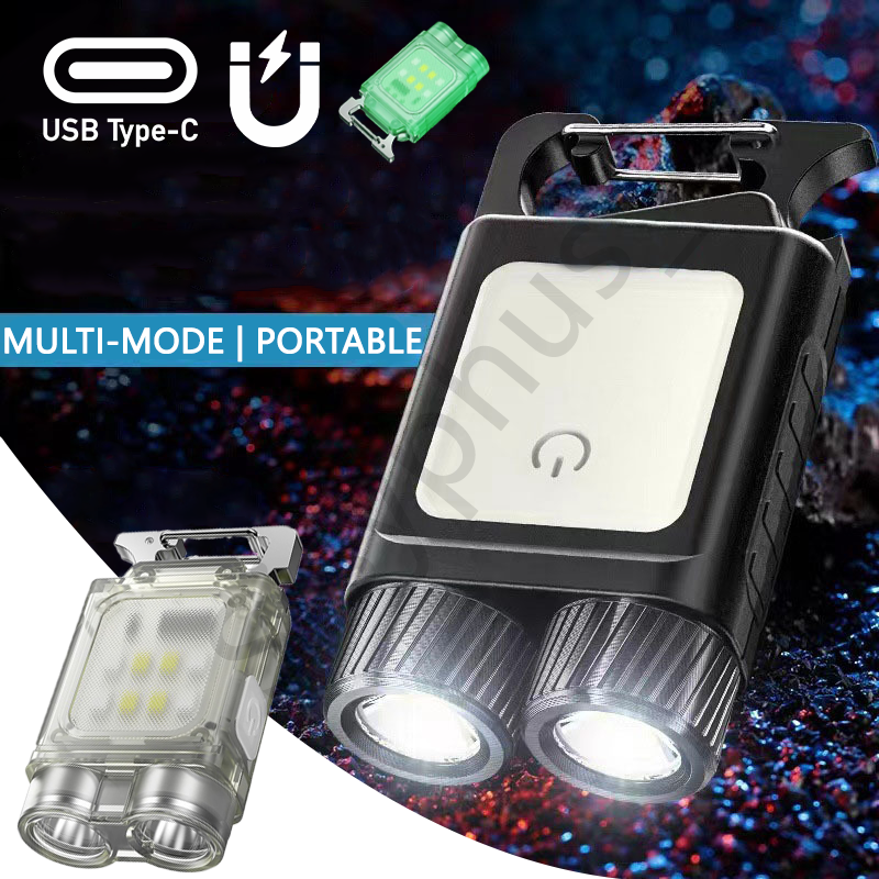 Mini Keychain Flashlight with Clip Super Bright Pocket Torch Light LED Magnetic COB EDC Mini Keychain Flashlight Rechargeable