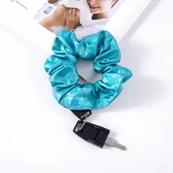 Hair Scrunchie with Hidden Stash Pocket - Discreet Travel Storage Solution (Light Blue)