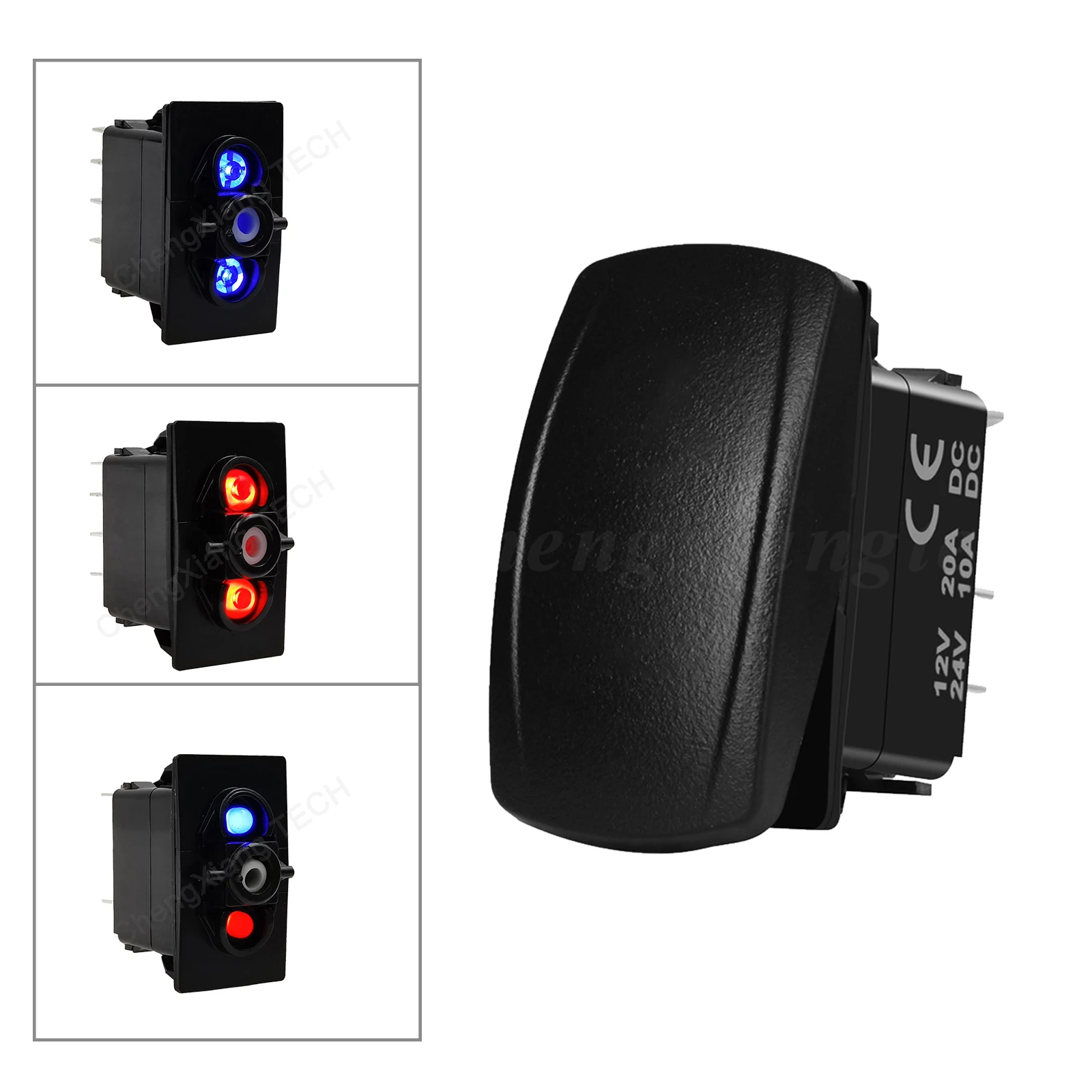 12V 24V Rocker Switch with Blank Button & backlight body Waterproof For Motorboats Ships Yatch Cars ATV