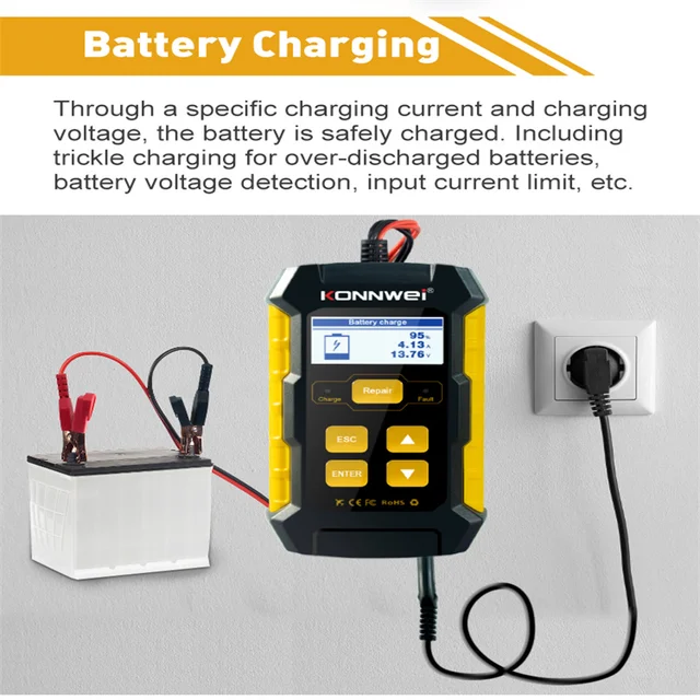 Accurate Battery Tester, Fully Automatic Charger, Universal Compatibility, Highest Safety Priority